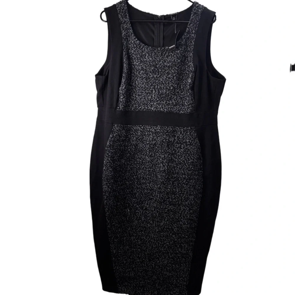 NWT Torrid Size 14 Black Boucle Contoured Panel Dress Sleeveless Career - Picture 2 of 7